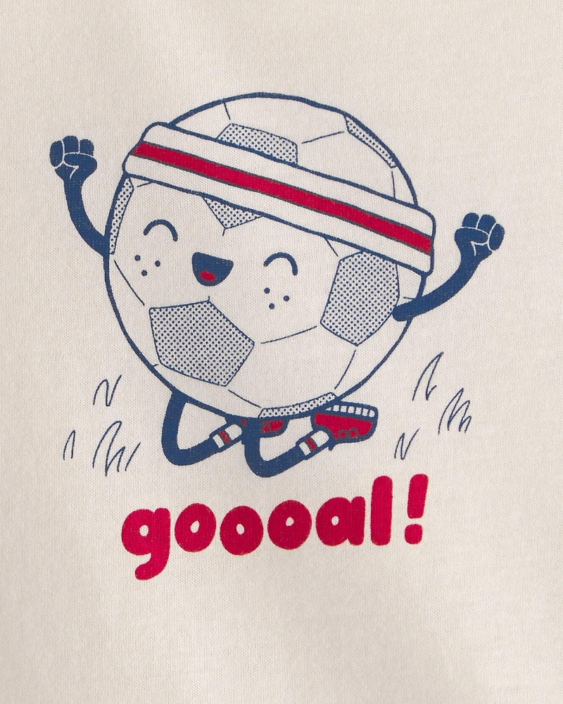 Baby Soccer Ball Graphic Bodysuit - Ivory