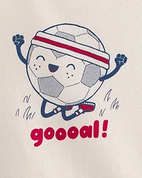 Baby Soccer Ball Graphic Bodysuit - Ivory