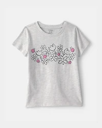 Toddler Girl Ladybug Floral Graphic Tee - Grey