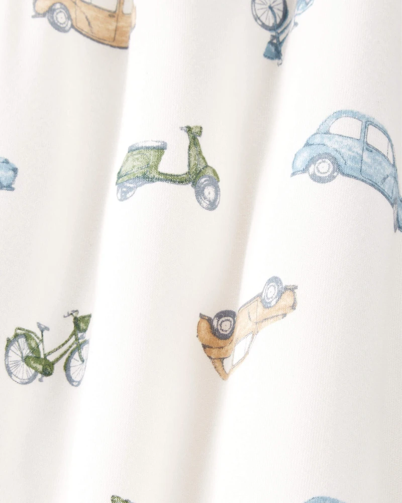 Baby Boy 2-Way Zip Cars PurelySoft Wearable Blanket - Ivory