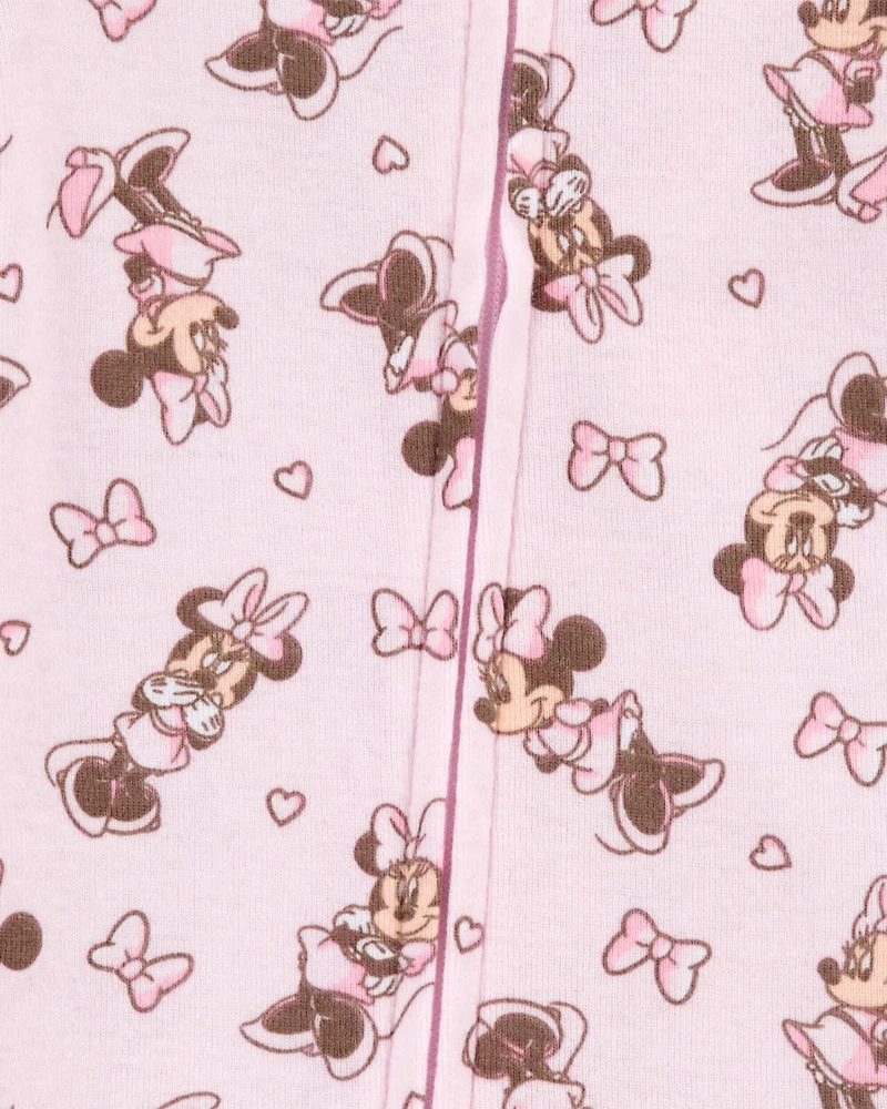Baby Girl Disney© Minnie Mouse Snug Fit Cotton Footie 1-Piece Pajamas - Pink