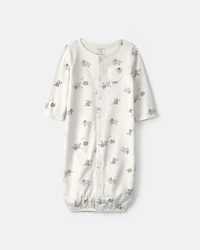 Baby Elephant 100% Cotton Converter Gown - Ivory