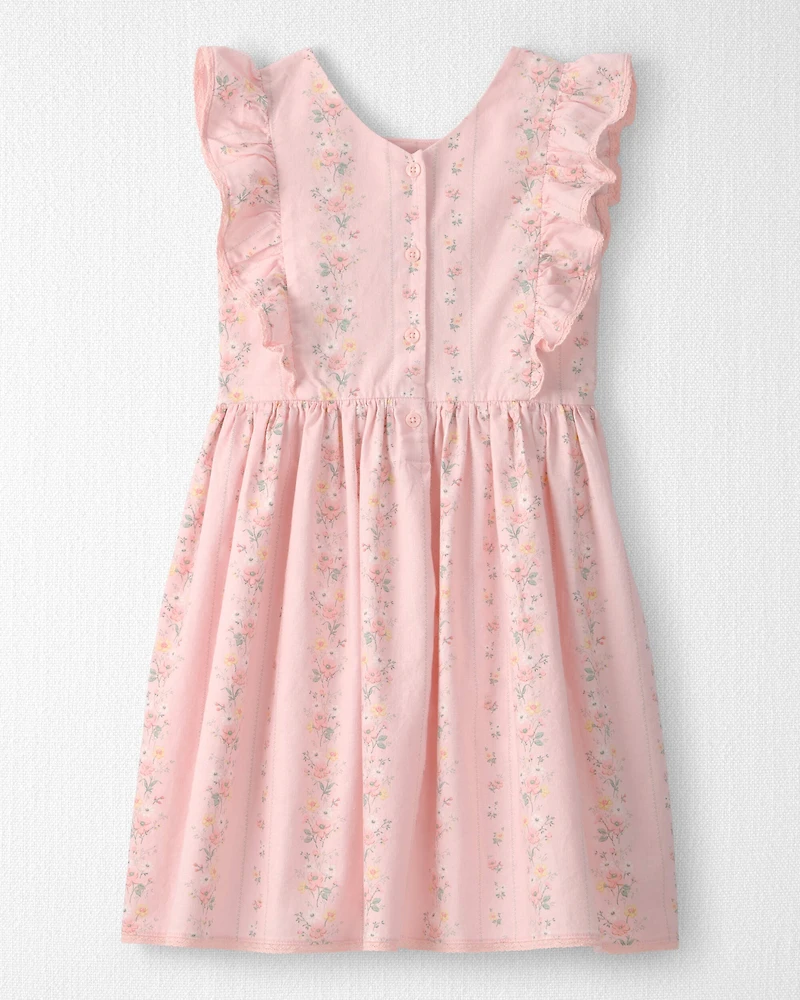 Girls Ruffle Dress Made with Organic Cotton in Spring Garden Print