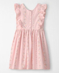 Girls Ruffle Dress Made with Organic Cotton in Spring Garden Print