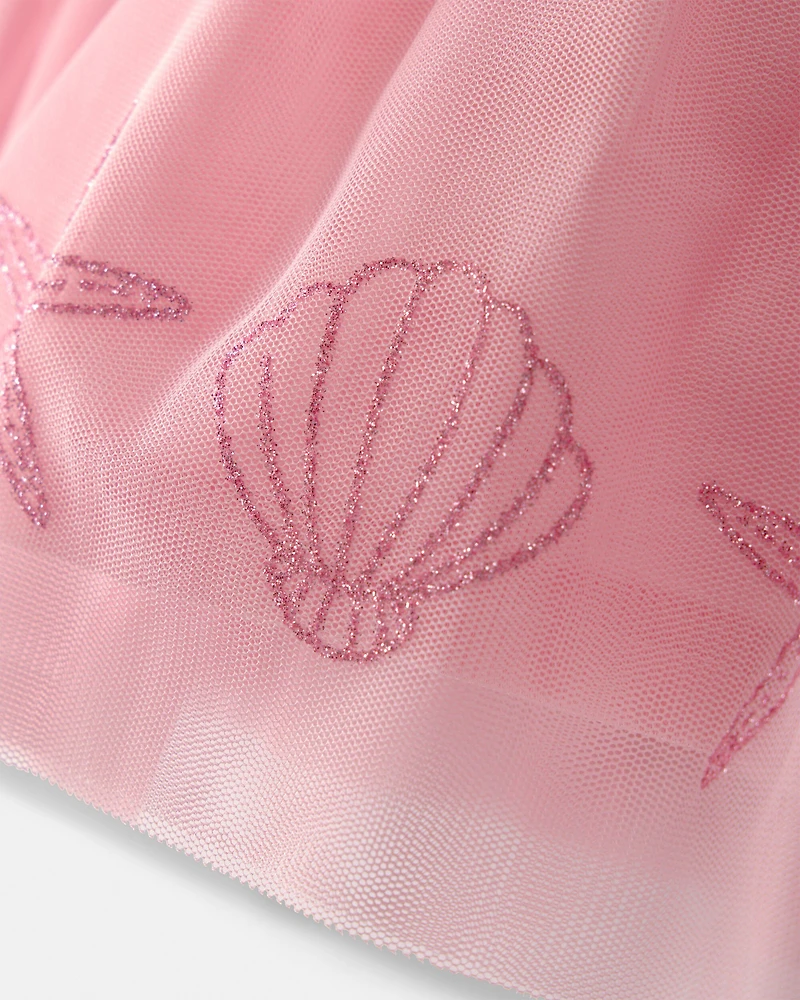 Toddler Girl Disney© Ariel Glitter Tulle Skort - Pink