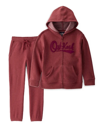Boys 2-Piece OshKosh Daydream Fleece Logo Jacket & Joggers Set - Red