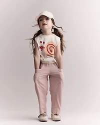 Toddler Girl Pocket Pant in Stripes - Light Pink