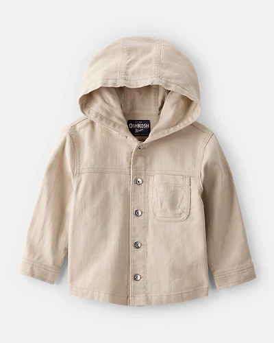 Toddler Boy Hooded Denim Jacket - Khaki