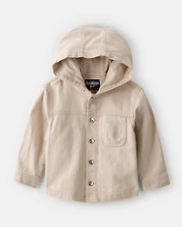 Toddler Boy Hooded Denim Jacket - Khaki