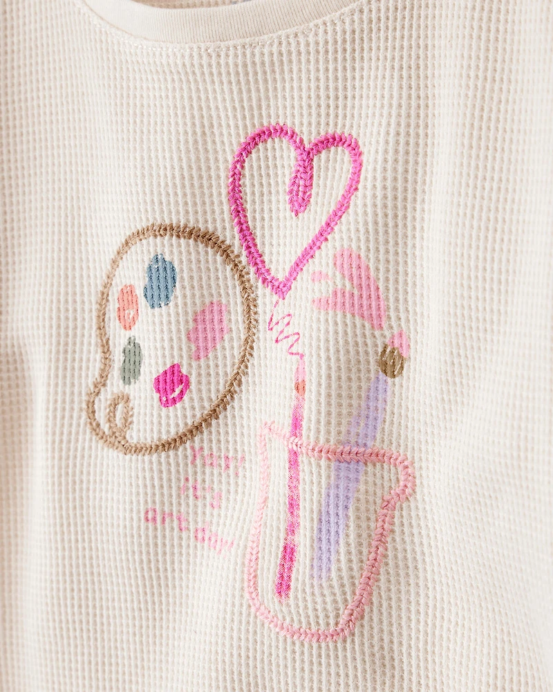 Baby Girl Arts & Crafts Graphic Tee Set - Ivory/Green