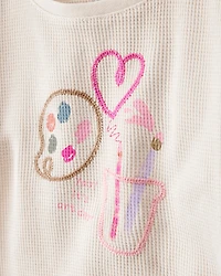 Baby Girl Arts & Crafts Graphic Tee Set - Ivory/Green