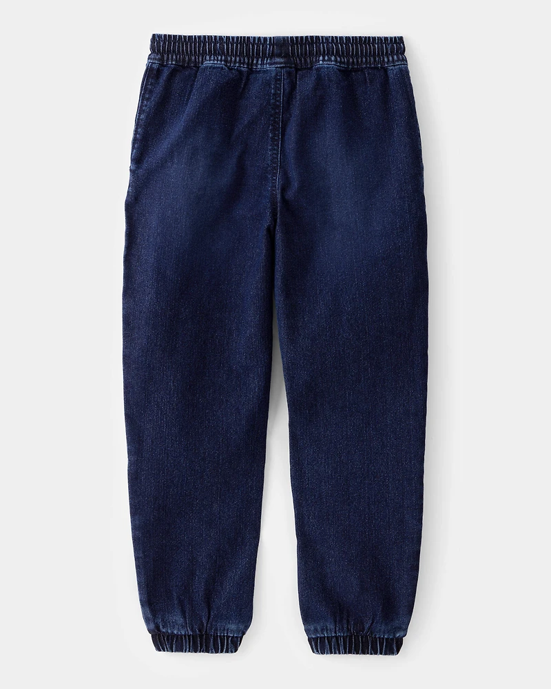 Boys Tapered Iconic Denim Drawstring Joggers - Indigo Wash
