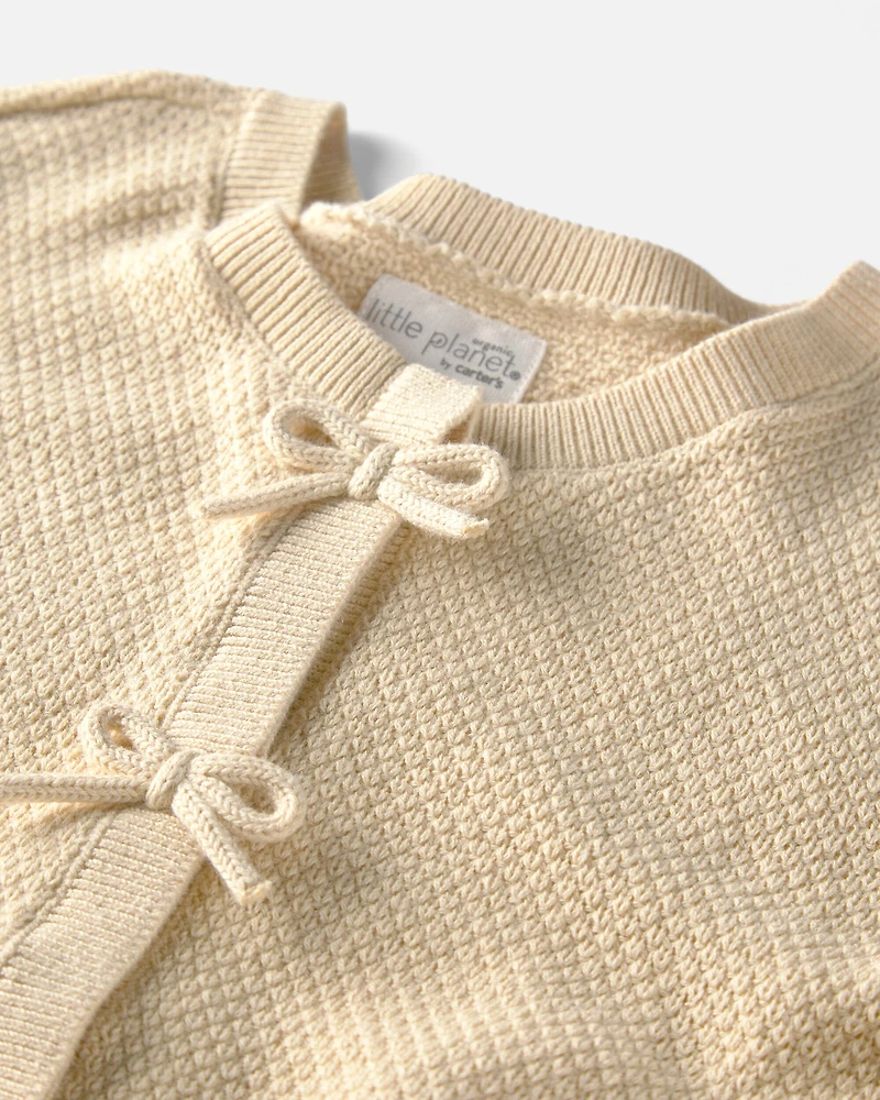 Girls Organic Cotton Sweater Knit Cardigan