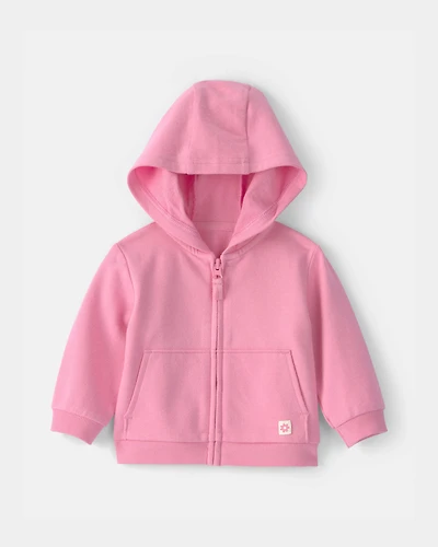 Baby Girl French Terry Zip-Up Hoodie - Pink