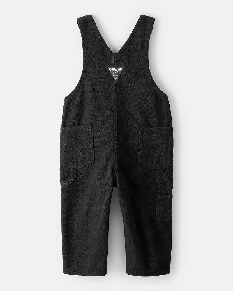 Baby Boy Herringbone Overalls - Black