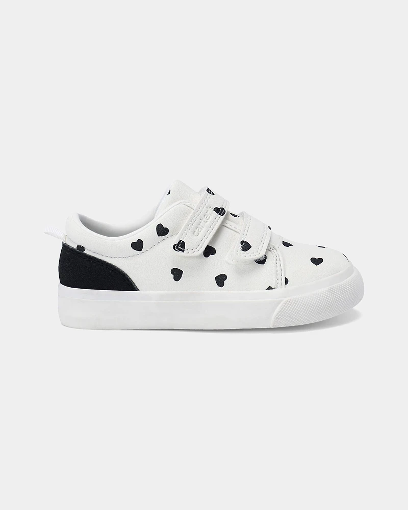 Toddler Girl Heart Print Casual Sneakers - White/Black