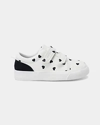 Toddler Girl Heart Print Casual Sneakers - White/Black