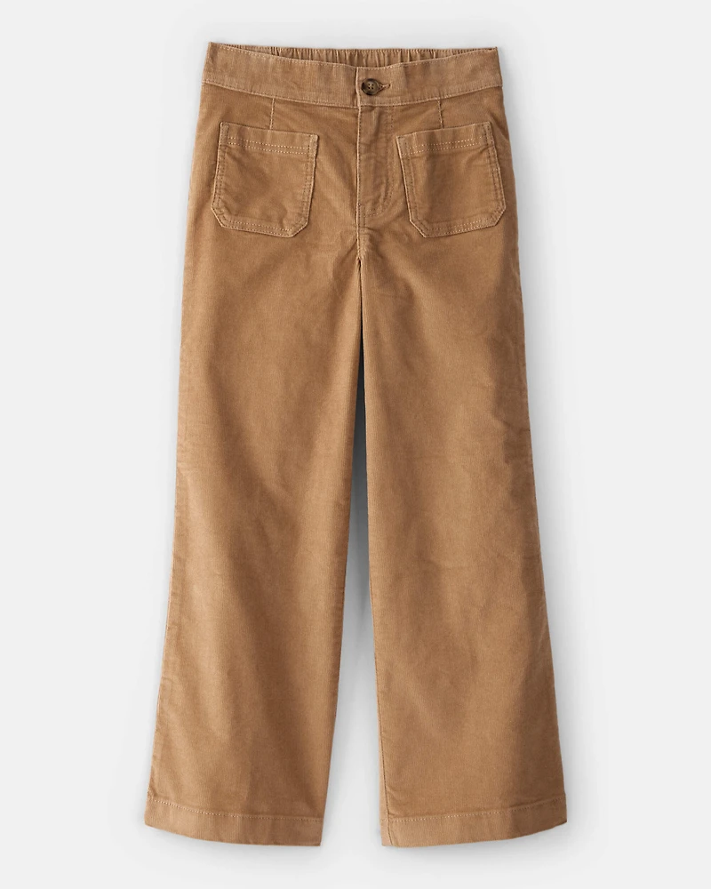 Girls Corduroy Wide-Leg Pants - Brown