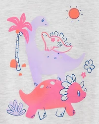Toddler Girl Dinosaur Short-Sleeve Graphic Tee - Grey
