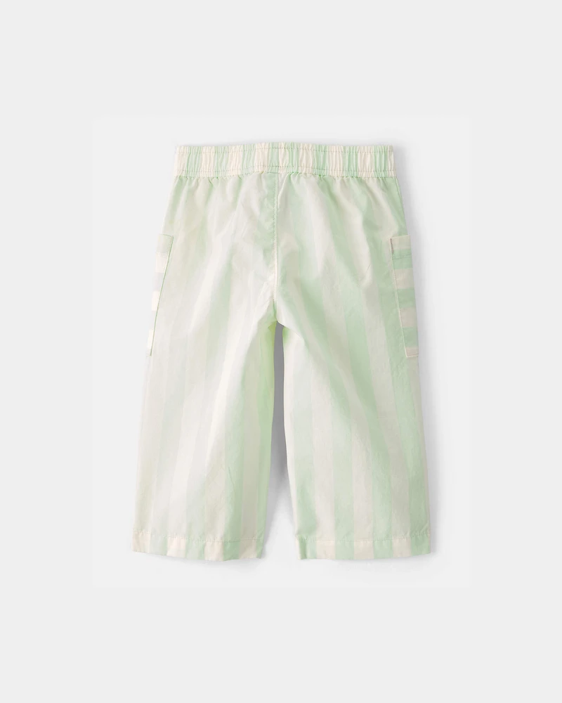 Baby Girl Striped Pants - Green/Ivory