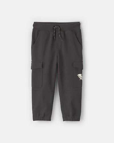 Toddler Boy Glow-in-the-dark French Terry Cargo Joggers - Black