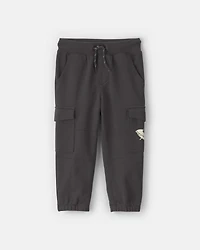 Toddler Boy Glow-in-the-dark French Terry Cargo Joggers - Black