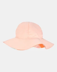 Toddler Girl Orange Fruit Print Reversible Swim Hat - Orange/Peach