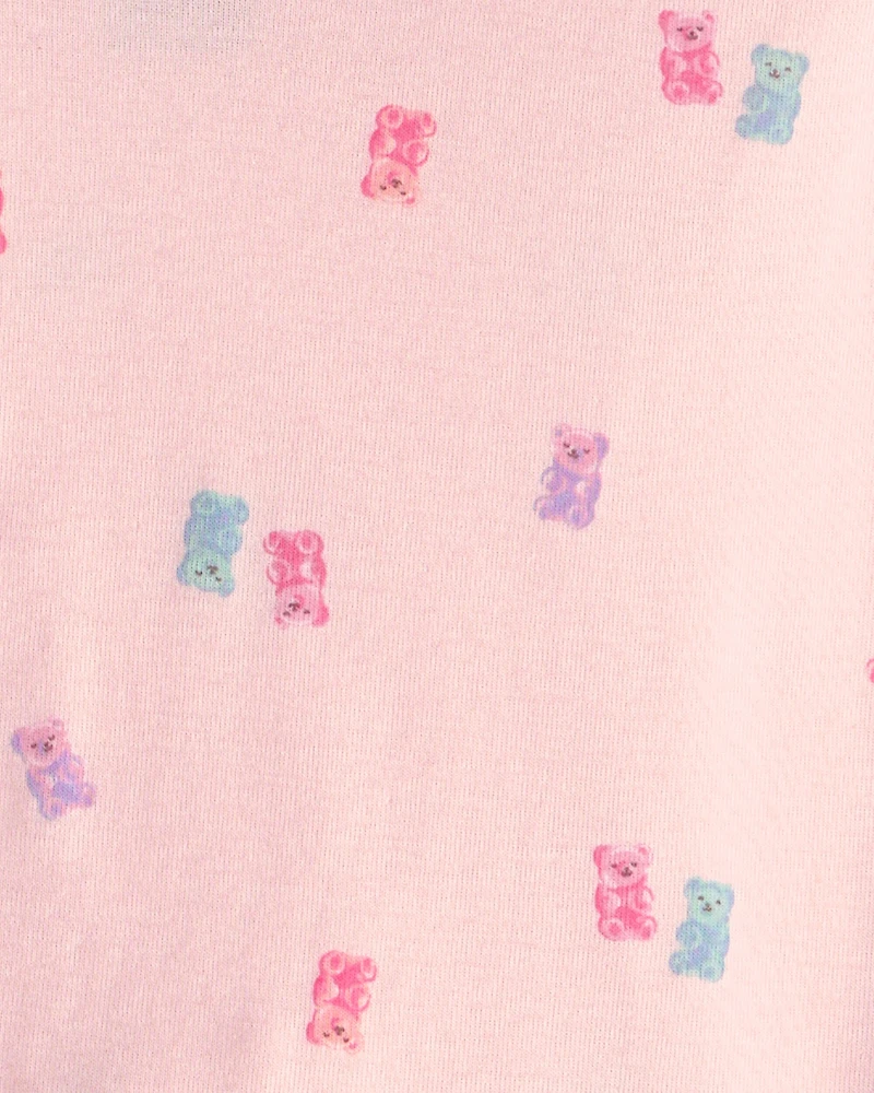 Girls Ice Cream 100% Cotton Short-Sleeve Snug Fit 4-Piece Pajama Set - Pink/Blue