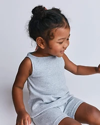 Toddler Girl Ribbed Playtime Tank Top - Heather Grey
