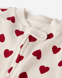 Baby Organic Cotton Sleep & Play Pajamas in Forever Hearts Print
