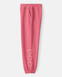 Girls 2-Piece Heart Print Hoodie & Joggers Set - Pink