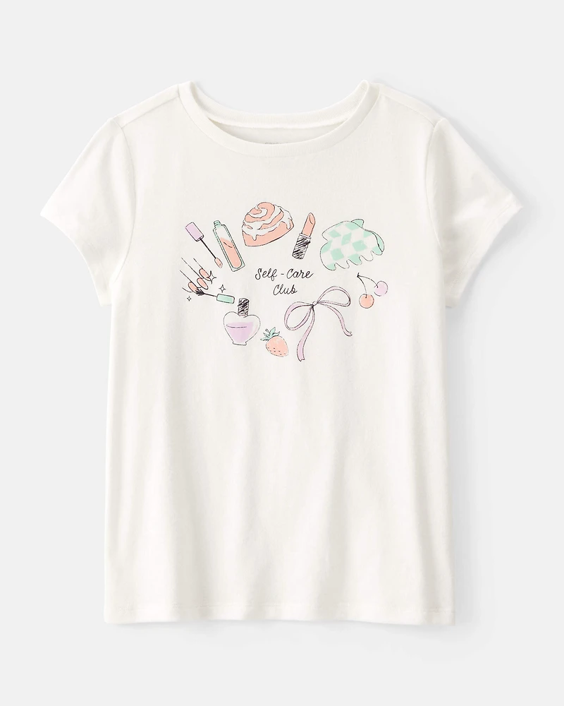 Girls 'Self Care Club' Short-Sleeve Graphic Tee - Ivory