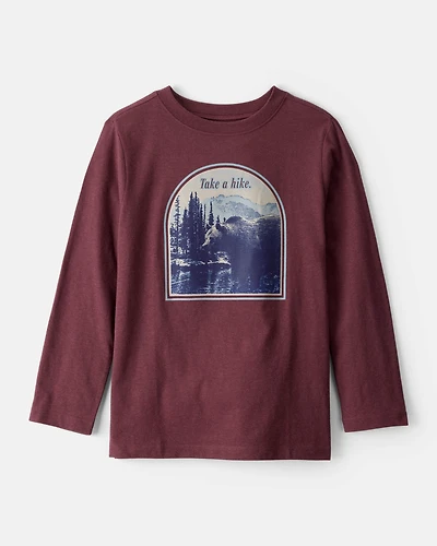 Boys Take A Hike Mountain Long-Sleeve Graphic Tee - Maroon