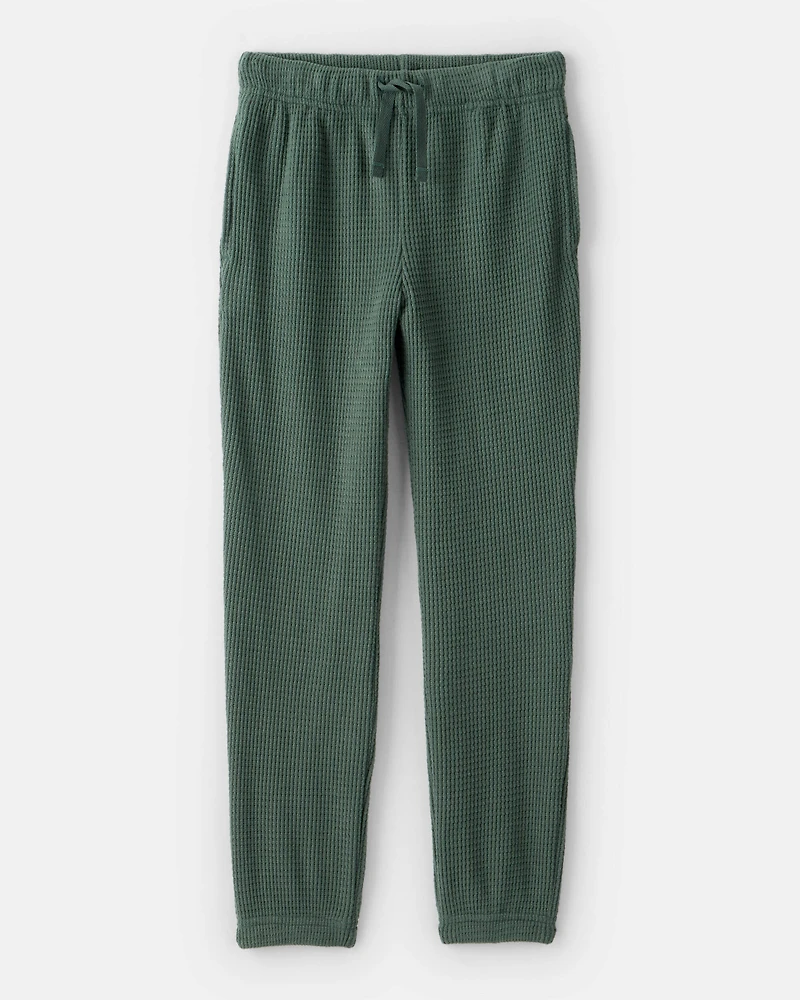 Girls Waffle Knit Joggers - Green