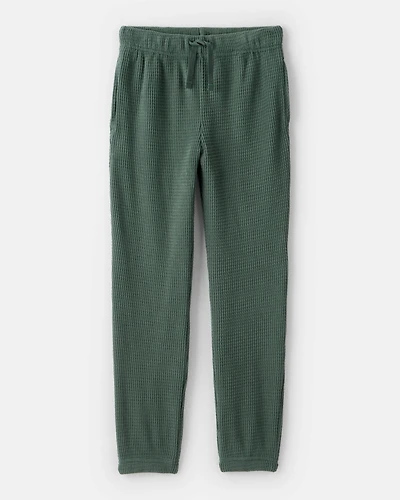 Girls Waffle Knit Joggers - Green