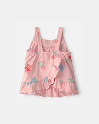 Toddler Girl 2-Piece Floral Ruffle Top & Short Set - Pink