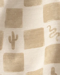 Baby Boy Cactus Checkered Drawstring Shorts - Beige