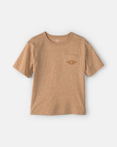 Kids OshKosh Logo Embroidered Pocket Graphic Tee - Tan