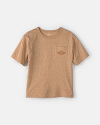 Kids OshKosh Logo Embroidered Pocket Graphic Tee - Tan