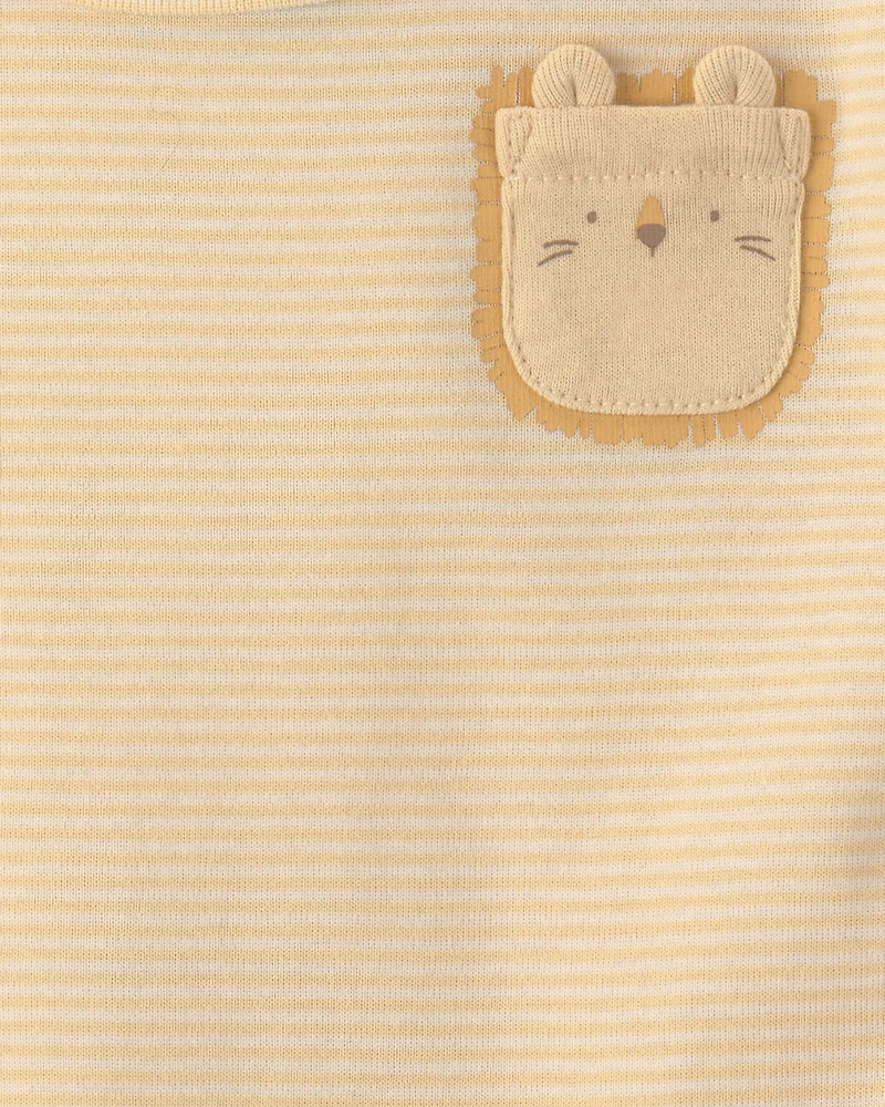 Baby 2-Pack Lion Short-Sleeve Rompers - Yellow/Ivory