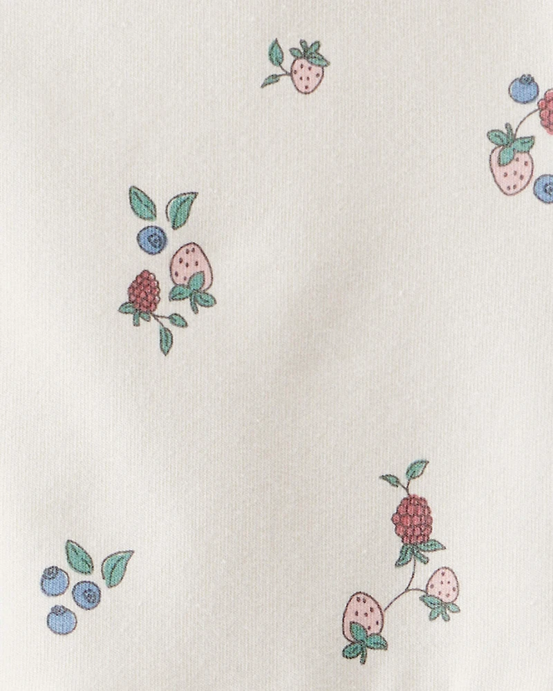 Toddler Girl Organic Cotton French Terry Dress in Berry Blossom Print