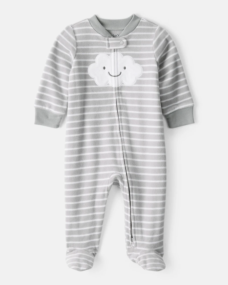 Cloud Print Loose Fit Sleep & Play Pajamas - Grey