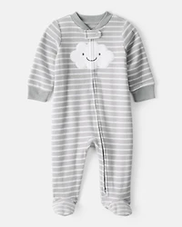 Cloud Print Loose Fit Sleep & Play Pajamas - Grey