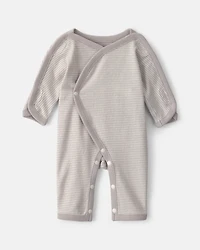 Baby Striped 100% Cotton Sleep & Play Pajama - Grey