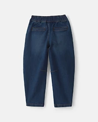 Girls Denim Barrel Jeans - Medium Wash