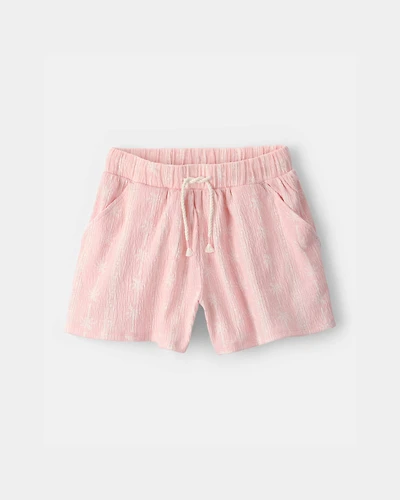 Girls Palm Tree Gauze Shorts - Pink