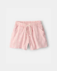 Girls Palm Tree Gauze Shorts - Pink