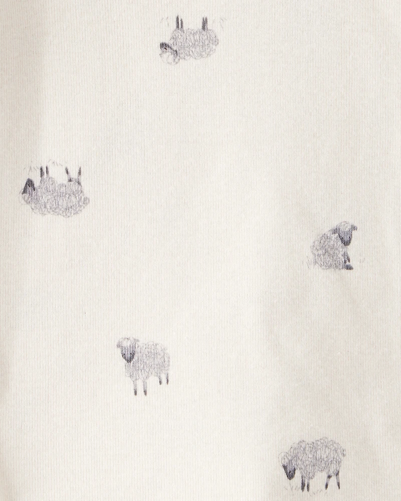 Baby Girl 4-Pack Sheep Print Long-Sleeve Multipack Bodysuits - Black/White