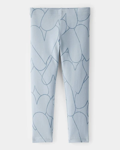 Toddler Girl Cotton Heart Stretch Leggings - Blue