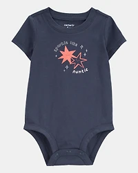 Baby Sparkle Like Auntie Short-Sleeve Bodysuit - Gray